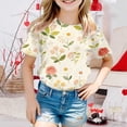 thumbnail image 2 of YunPes Girls Short Sleeve Shirts Floral Graphic Printing T Shirts Teens Kids Crewneck Tee Summer Trendy Preppy Cute Tops Clothes, 2 of 5