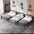 thumbnail image 4 of Jopath Quad Bunk Bed for 4 Kids,L-Shaped Metal Bed Frame with Comfort Rungs for Teens Girls Boys,Can Be Divided into 3 Twin Beds,Black, 4 of 14