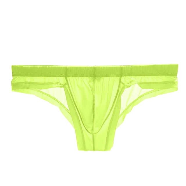 Pitauce Mens Ice Silk Thongs See Through Briefs Low Rise String Bikini Underwear Sheer Cheeky Underpants