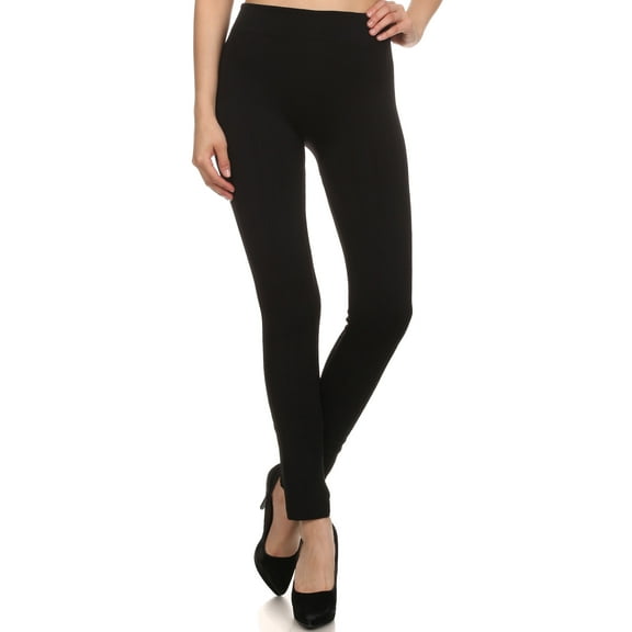 Sakkas Cable Knit Fleece Lined Leggings - Black - Plus Size