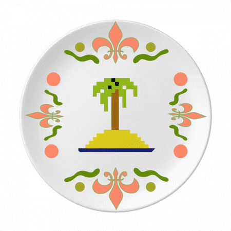 

Summer Sail Coconut Tree Pixel Flower Ceramics Plate Tableware Dinner Dish