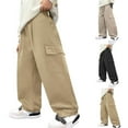 thumbnail image 3 of ZACPNCV Boys Baggy Cargo Pants Multi Pocket Casual Trousers Streetwear Khaki 5-6 Years, 3 of 3