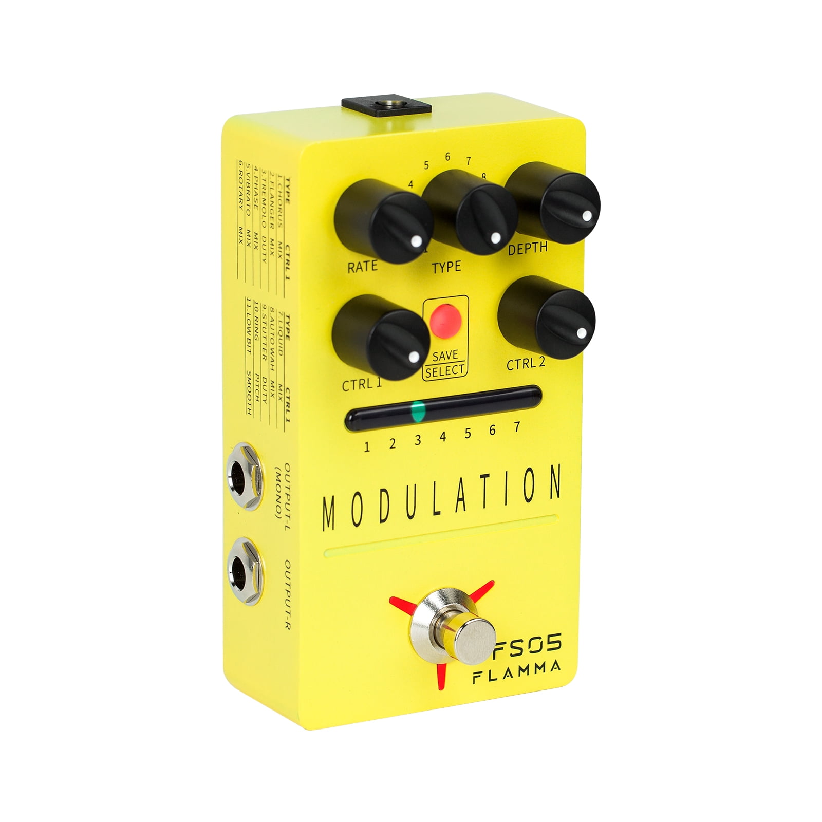 FLAMMA FS05 Multi Modulation Pedal Guitar Pedal Stereo Effects Flanger Chorus Tremolo Phase Effects 7 Storable Slots 11 Modulation Effects True Bypass