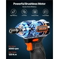 thumbnail image 2 of Impact Driver, 1/4 Inch, 3000 RPM Max Speed, 12 V Brushless Motor, Electric Cordless Impact Driver Kit with Battery and Charger, 20 Bits, LED Work Light, for Furniture, Electrical, Home Repairs, 2 of 8