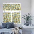 thumbnail image 2 of Kitchen Window Curtains Valance and Tier Set, Pastoral Yellow Lemon Leaf Rod Pocket Tier Curtains and Valance 3 Piece Set, Watercolor Flower Leaves Window Treatment for Bedroom Living Room, 2 of 9