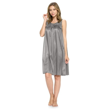 

Casual Nights Women s Tricot Sheer Lace Sleeveless Nightgown