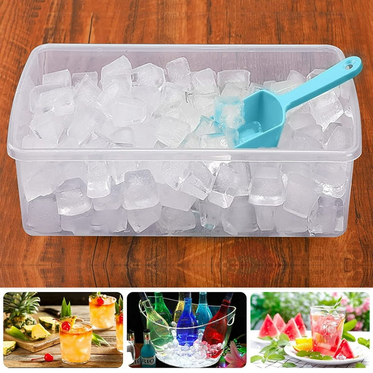 Small Ice Cube Tray with Lid and Bucket, Easy Release Mini Ice Trays for  Freezer, Comes with Ice Bucket, Scoop and Cover,Stackable Freezer Trays  with Lid (Blue) 