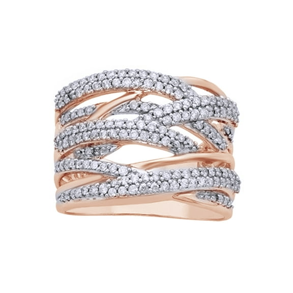 AFFY White Natural Diamond Fashion Ring In 10k Rose Gold (0.75 Cttw)