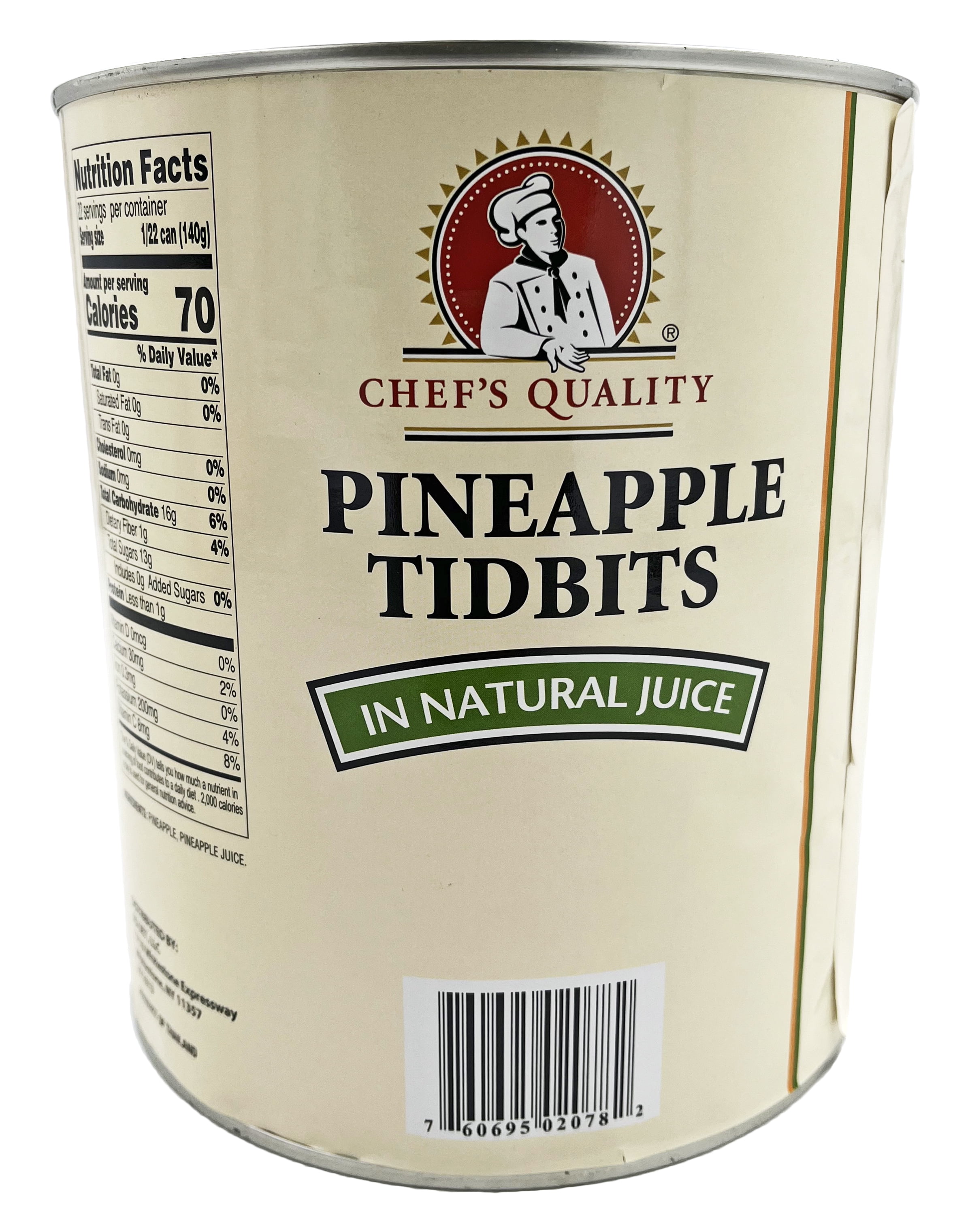 Chef's Quality Pineapple Tidbits In Natural Juice | Kosher | 6.75 lb