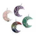 thumbnail image 3 of Crystal Quartz Crescent Moon Necklace Tree of Life Wire Wrapped Pendant Healing, 3 of 8