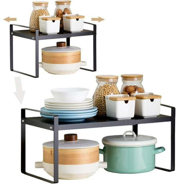 Organizador de Encimera Extensible(35cm-60cm),Organizador de Estantes para Especias Ajustable,Soporte de Organizador Despensa,Organizador para Cocina, Baño, Sala