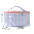 thumbnail image 2 of Striped PVC Makeup Bag, Glossy Large Capacity Cosmetic Case, Waterproof Travel Toiletry Organizer, Bright Color, 2 of 5