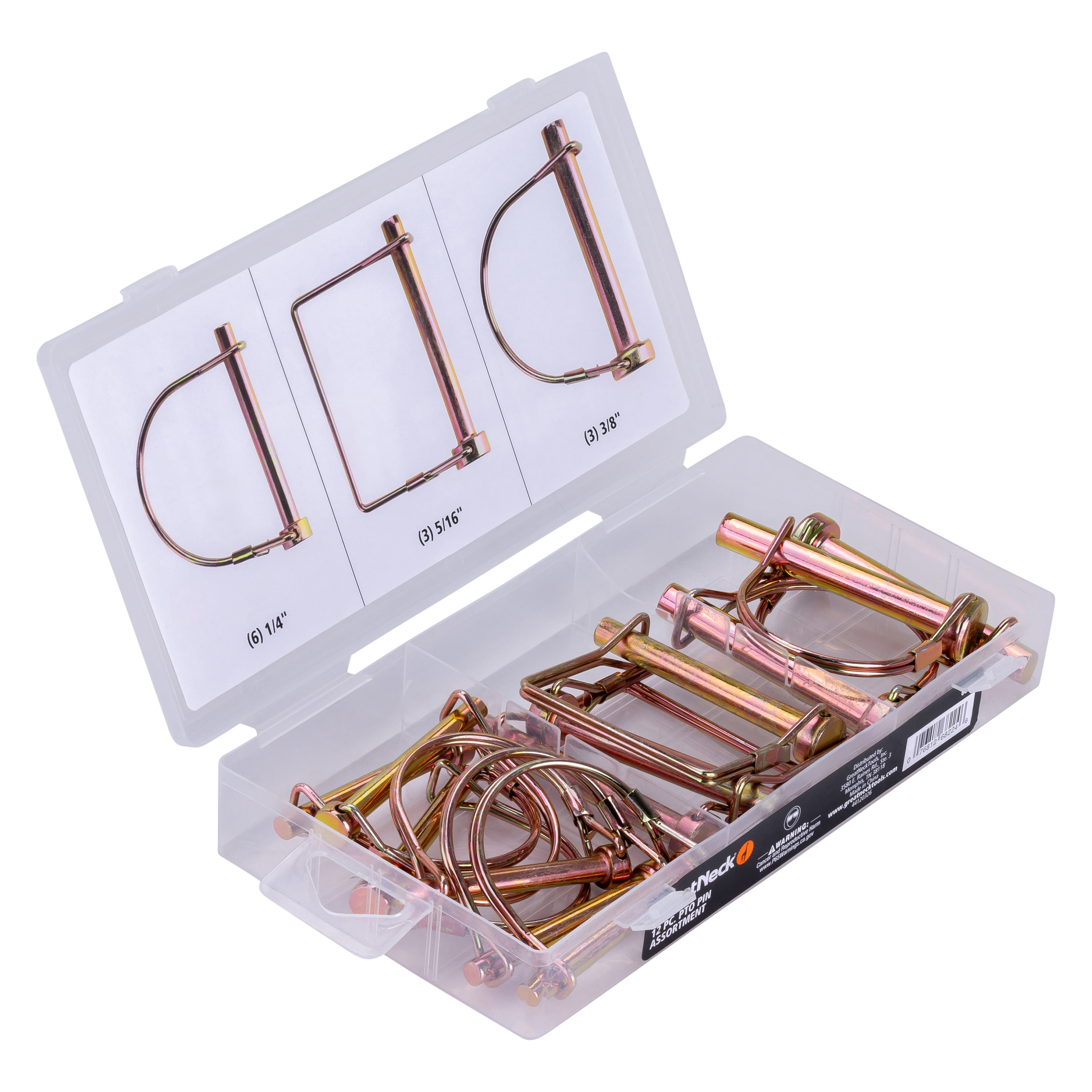 Great Neck Tools PTO Pin Assortment, 12 Piece Set