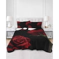 thumbnail image 3 of Red Rose Twin XL Size Down Alternative Comforter, Lightweight Comforter Quilt Bedding Set with Pillow Shams Vintage Abstract Garden Flower Floral Black All Seasons Bed Comforter Duvet Insert 68"x98", 3 of 7