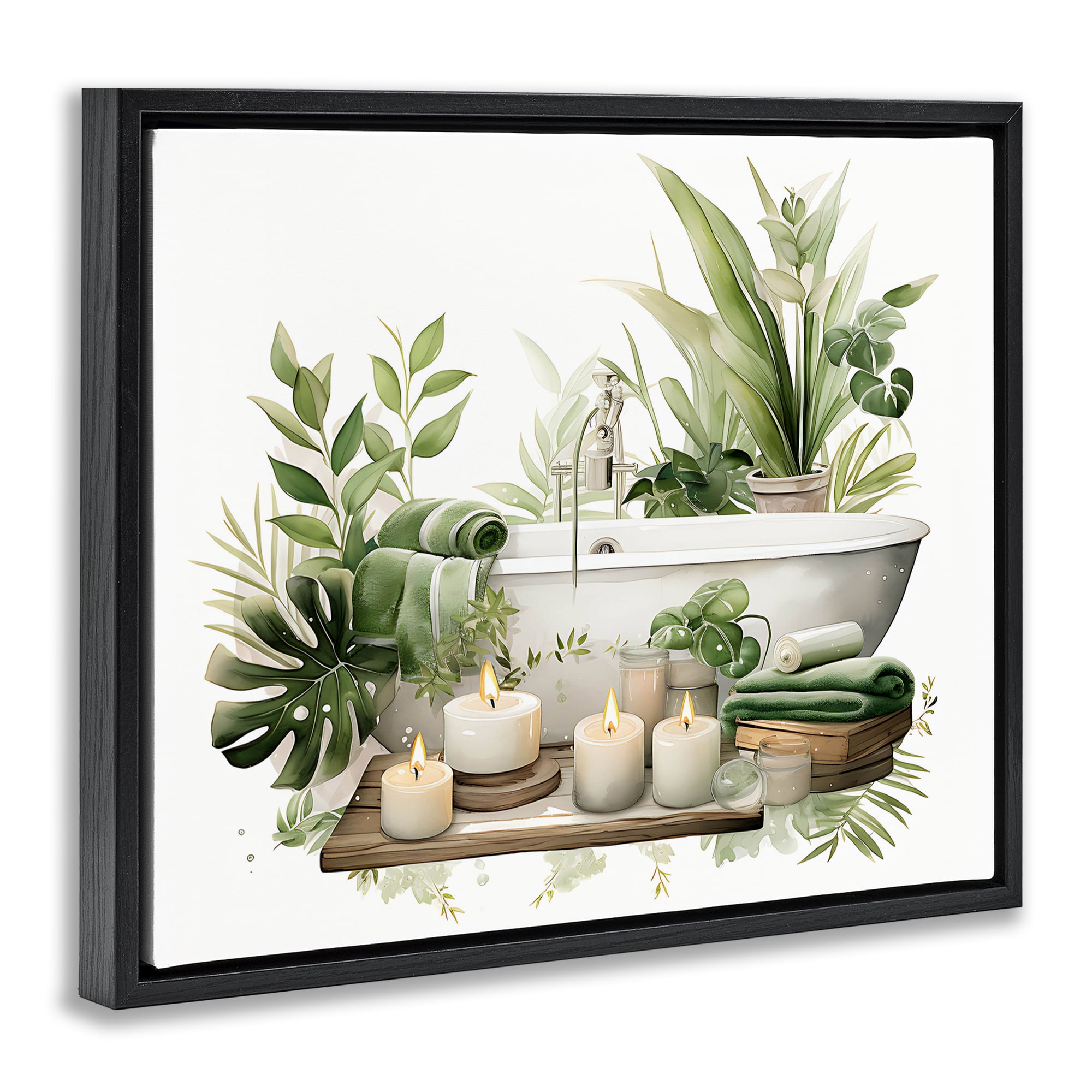 Tropical Zen Bathtub Black Framed Floater Canvas Wall Art, design by Lettered and Lined