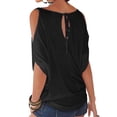 thumbnail image 3 of Camiseta con hombros descubiertos para mujer, blusa informal de algodón de manga corta, negro, XL Eigraketly AP001290-04, 3 of 7