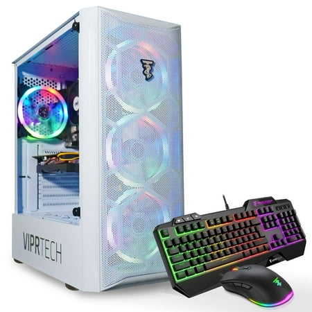 ViprTech Mutineer Gaming PC Desktop - Intel i7 (3.8GHz), NVIDIA GTX 1660 Super 6GB, 16GB RAM, 512GB NVMe SSD, RGB Keyboard Mouse, White