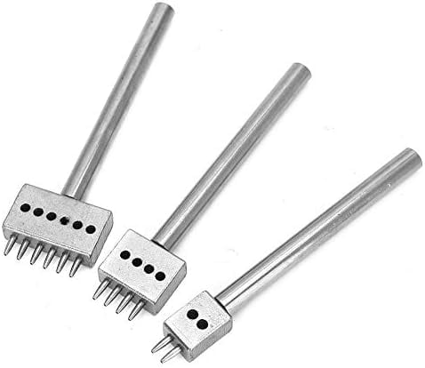 ABPETE 3PCS Profession Leather Hole Punch Tools, Cutting Stitch for Wallet Belt Spacing Punch Tool DIY Leather Craft Hole Punching Set Belt Hole Puncher(5mm Pitch (2 + 4 + 6))