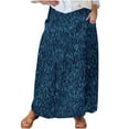 thumbnail image 2 of Luxalzxs Womens Denim Printed Elastic High Waist Curvy Pleated Skirt Beach Imitation Denim Mid Calf Skirt Flowy Maxi Skirts with Pockets, 2 of 5
