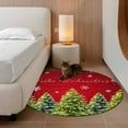 thumbnail image 2 of Round Rug 4Ft Washable Non-Slip, Red Christmas Circle Area Rugs for Living Room Bedroom, Green Xmas Tree Snowflake Winter Indoor Floor Mats Carpet Runner for Home Decor Aesthetic, 2 of 8