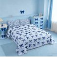 thumbnail image 4 of Manfei Cute Bowknot Queen Comforter Set,Girls Ribbon Bow Bedding Sets,Dreamy Blue Bowtie Bedding Comforter Set For Girls Kids,Super Cozy Bedroom Decor,3pcs, 4 of 8