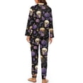thumbnail image 2 of DISNIMO Skull Rose Pumpkin Printed Womens Pajama Sets 2 Piece Pj Sets Long Sleeve Sleepwear Soft V Neck Loungewear with Long Pants Fall Button Down Lounge Sets, 2 of 7