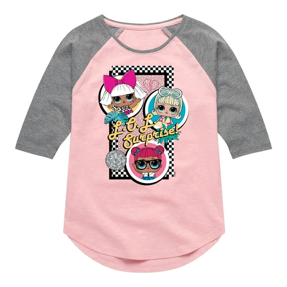 LOL Surprise! Dolls - Retro Style Dolls - Toddler & Youth Girls Raglan Graphic T-Shirt