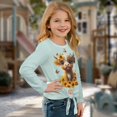 thumbnail image 5 of Xoenoiee Highland Cattle Sunflower Butterfly Print Girls Casual Tunic Tops Long Sleeve Loose Soft Blouse Fall Clothes T-Shirt Tie Front Knot Tops Pullover Sweatshirt, 5-6 Years, 5 of 7