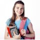 thumbnail image 5 of Estuche portátil de lona de gran capacidad para niñas, estuche escolar impermeable con asa para útiles universitarios, azul gris, 5 of 5