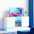 thumbnail image 5 of IDEALSOUL TV Stand for 55 to 75 inch Tv,  LED Entertainment Center with Storage Cabinet and Adjustable Shelves, White Television Stand, Modern TV Console with LED Lighting, 5 of 9