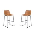 thumbnail image 1 of Heavenly Collection Counter Height Stool Set of 2, Tan Upholstered Seat with Black Metal Base, Modern Kitchen Counter Seating, 1 of 5