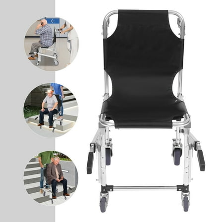 Foldable Stair Chair EMS Evacuation Chair Medical 4 Wheels Transport Wheelchair