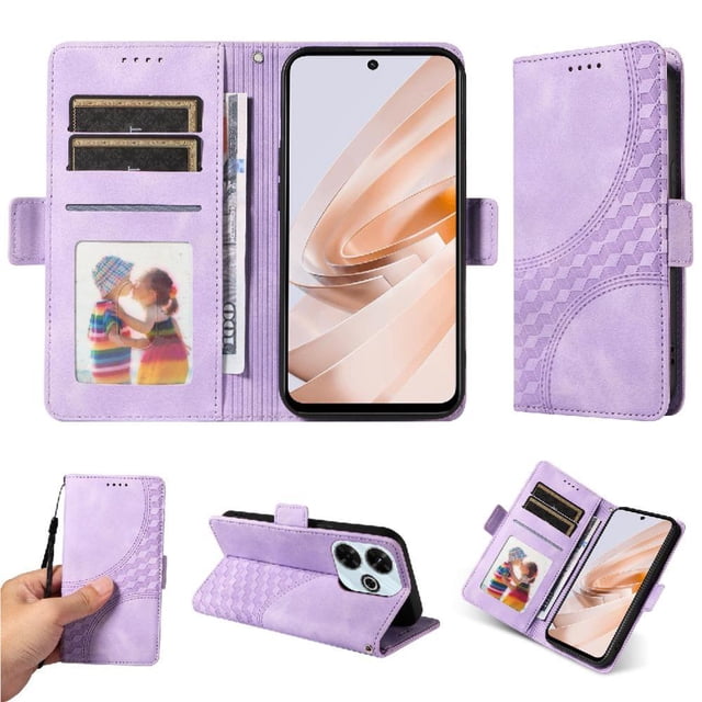 Funda GANGXUN para Xiaomi Poco M6 4G con diseño acolchado elegante, cuero PU, protección total y ajuste preciso