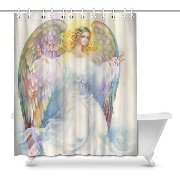 Mkhert Beautiful Angel Wings House, Angel Shower Curtain
