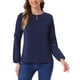 thumbnail image 1 of CAMISAS DE TRABAJO CHIC PARA MUJER INSPIRADAS, CAMISA DE CHIFFON DE MANGA LARGA CON ESCOTE EN FORMA DE LLAVE, BLUSA ELEGANTE S AZUL OSCURO, 1 of 5