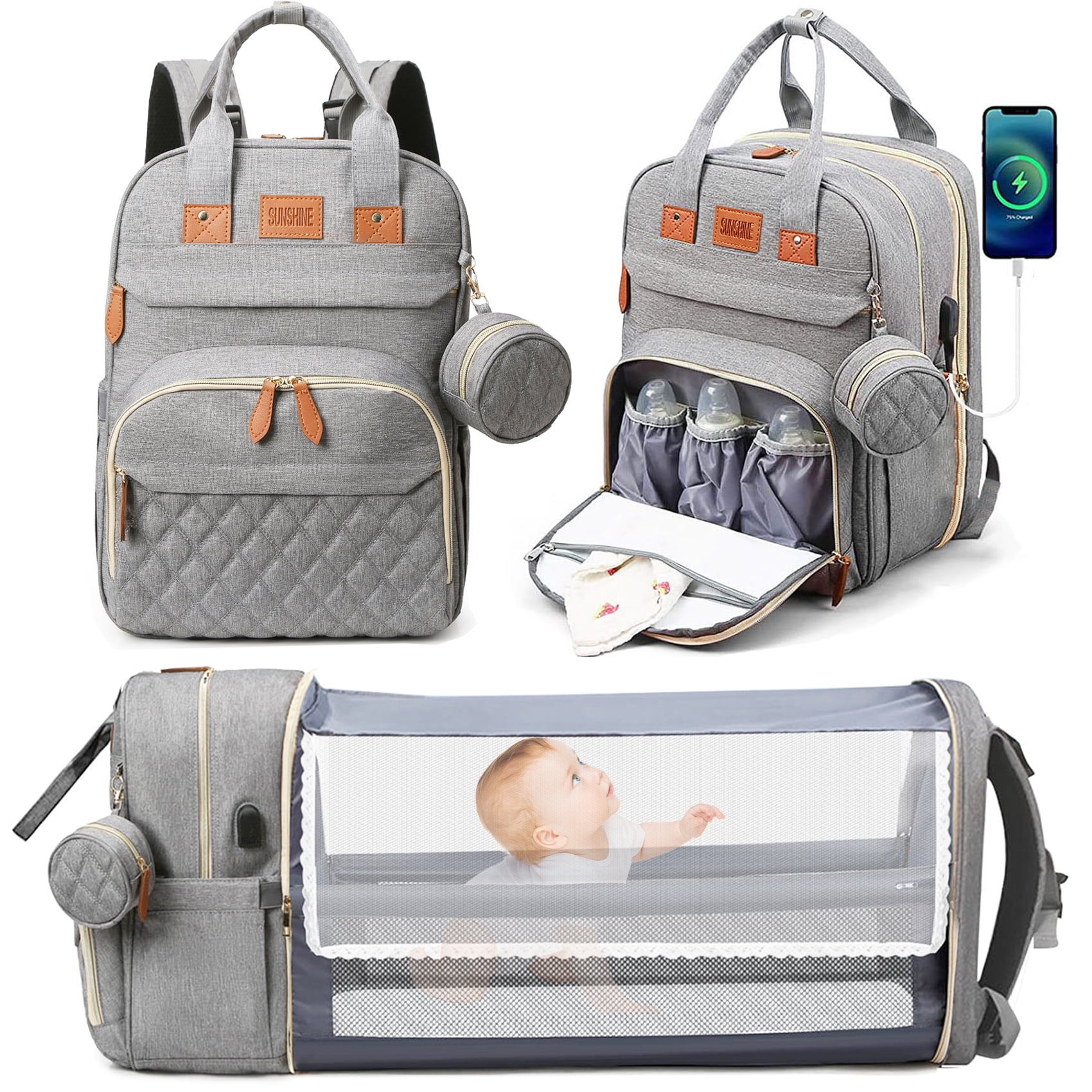 Virego Diaper Bag Backpack,Multifunctional Large Capacity Diaper Bag ...