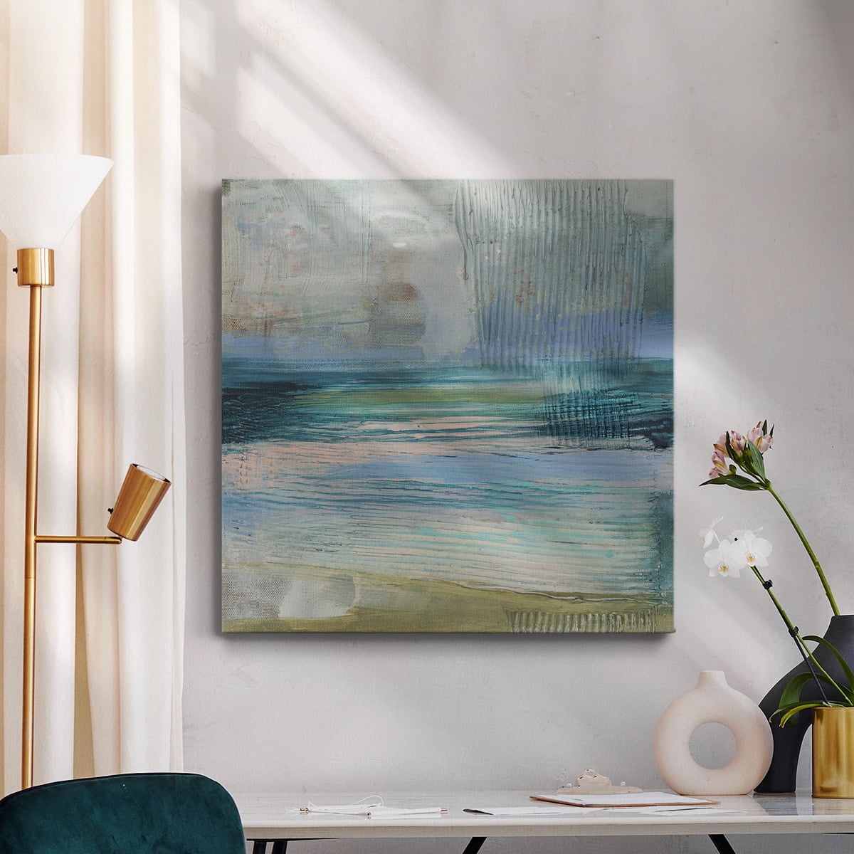 Wexford Home Textured Coastline I-Premium Gallery Wrapped Canvas, 32" x 32" - Ready to Hang