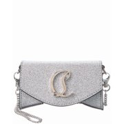 Christian Louboutin Glitter Leather Micro Shoulder Bag, Silver