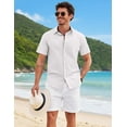 thumbnail image 2 of COOFANDY Men's Button Down Shirt Short Sleeve Casual Summer Beach Cotton Linen Wedding Shirts, 2 of 6
