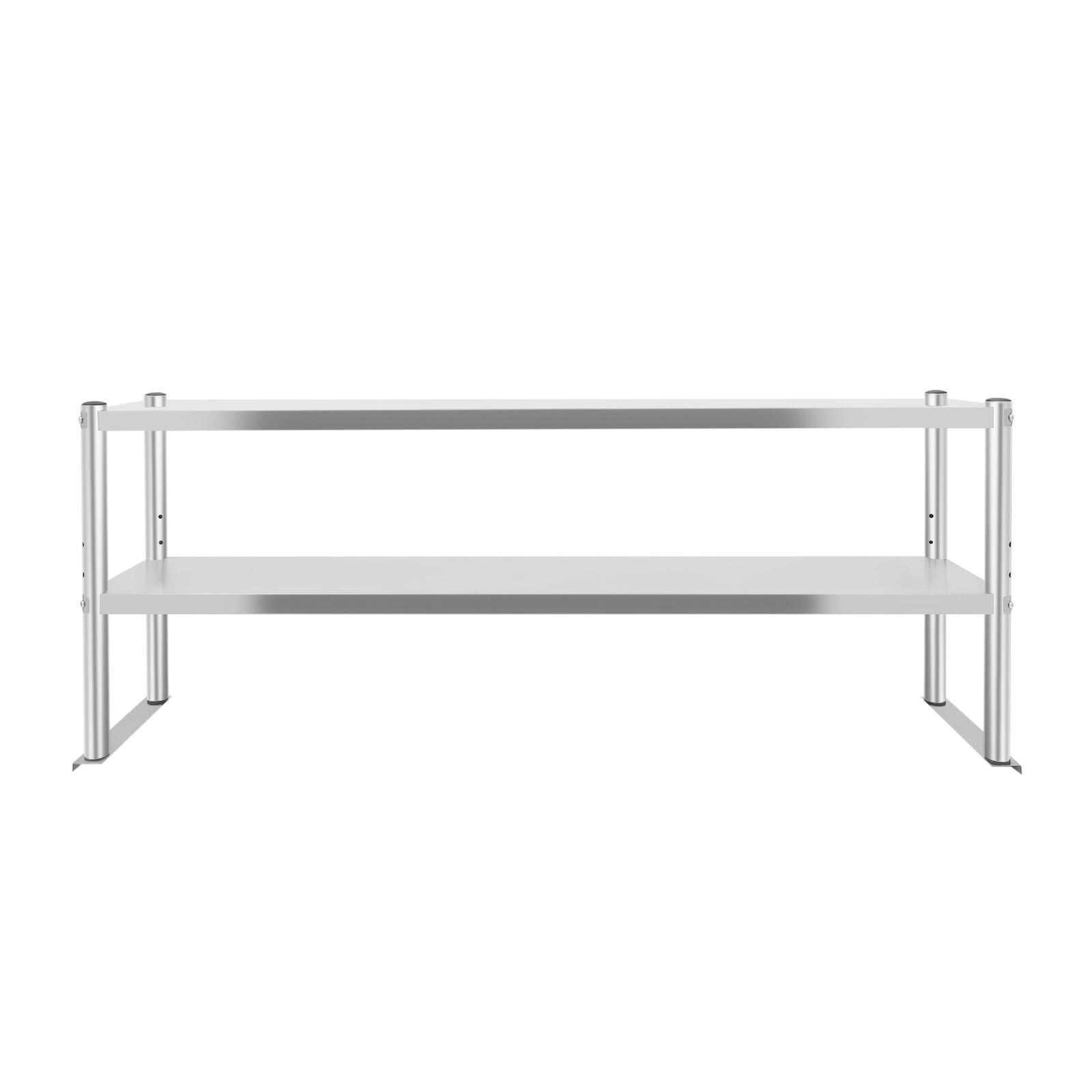 MIDUO Commercial Stainless Steel Over Shelf TwoTier Shelf Double Table