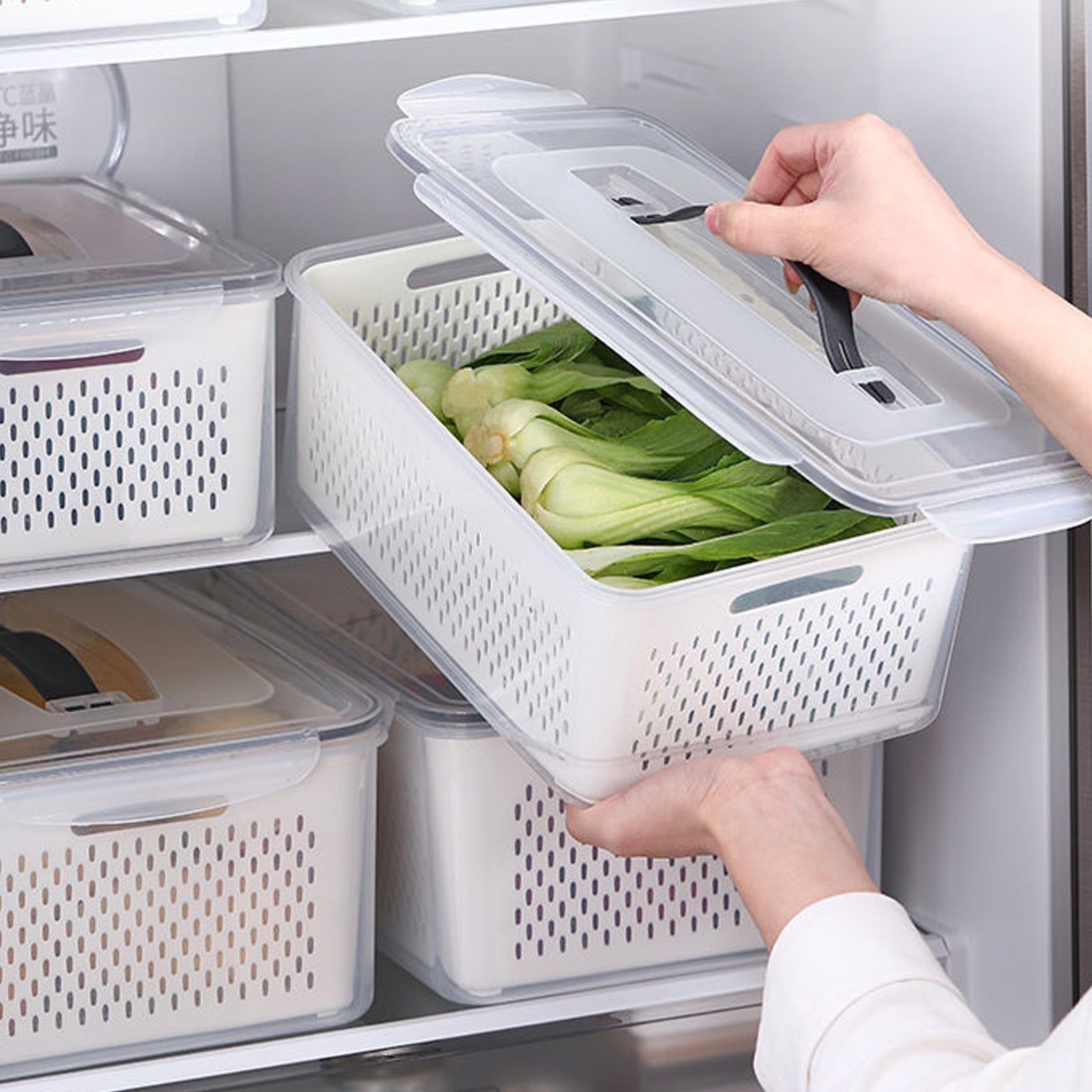 LEFTHIGH Home Fresh Produce Vegetable Fruit Storage Containers,Portable Large Capacity, Fridge Organizers, Used in Storing Fruit Vegetables Meat Fresh Fish Room Decor