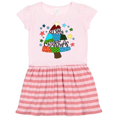 

Inktastic Merry Christmas Patchwork Quilting Tree Gift Toddler Girl Dress
