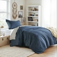 thumbnail image 1 of Regency Heights 2-Piece Twin/Twin XL Bedding Set, Reversible Comforter with Sham, Navy Blue, Solid Color, 1 of 12