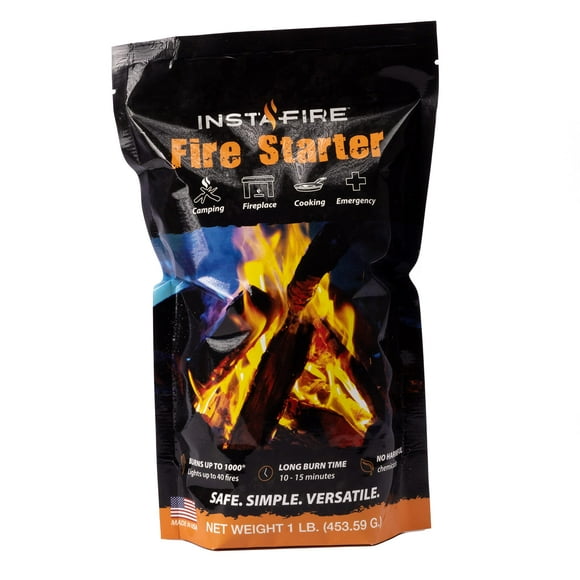 One Pound Fire Starter Pouch by InstaFire (Compact, Off-Grid, Emergency, Hiking, Camping)