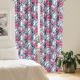 thumbnail image 2 of Ambesonne Floral Curtains, Roses Watercolor Botanical, Pair of 28"x84", Dark Pink and Sky Blue, 2 of 5