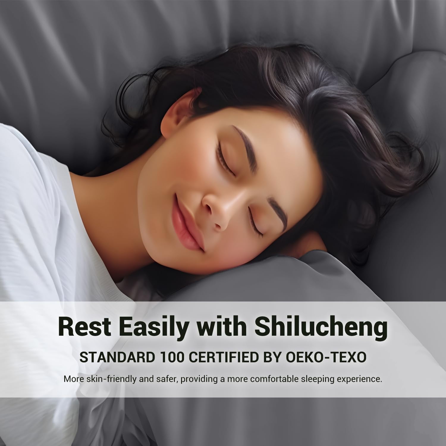 Queen Sheet Sets, Blend Rayon Derived from Bamboo, Breathable & Cooling Bed Sheets 4 Piece, Deep Pocket Up to 16", Hotel Silky Bedding for Hot Sleepers, Dark Grey