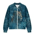 thumbnail image 4 of Xixirimido Women's Bomber Jackets Lightweight Zip Up Jacket Casual Vasity Jacket Coat Outerwear Windbreaker with Pockets, Leopard Forest Leaf, Medium, 4 of 7