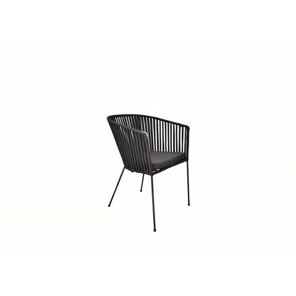 Silla Tejida en Color Negro Con Base de Herrería con Cinta de Nylon ideal Para interiores, exteriores NO es CHINA