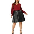 thumbnail image 2 of Unique Bargains Women's Plus Size PU Skirt A-Line Versatile Flared Party Skirts, 2 of 6