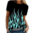 thumbnail image 4 of Blusa de manga corta con cuello redondo y estampado de llamas para mujer Pompotops hkajfhjk460454, 4 of 9